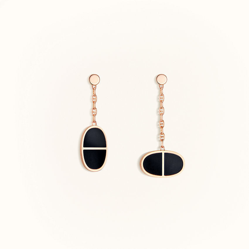 [⭐Novea]CHAINE VERSO BLACK CERAMIC EARRINGS