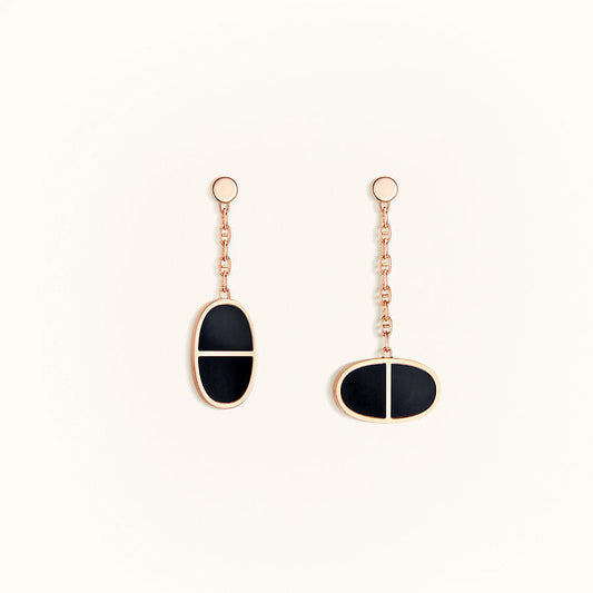 [⭐Novea]CHAINE VERSO BLACK CERAMIC EARRINGS