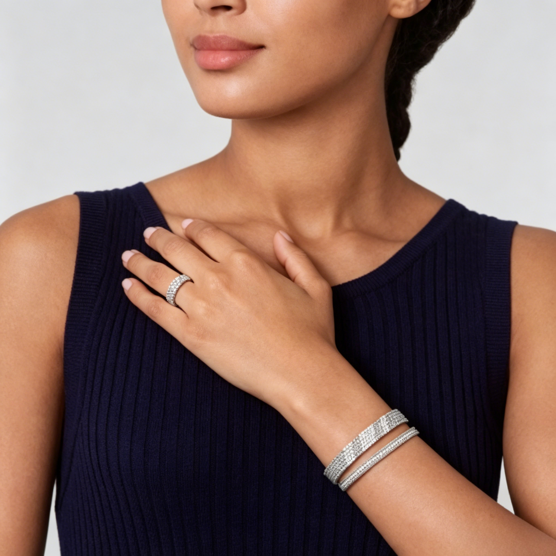 [⭐Novea] THREE-ROW DIAMOND RING