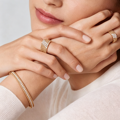 [⭐Novea] THREE-ROW DIAMOND RING