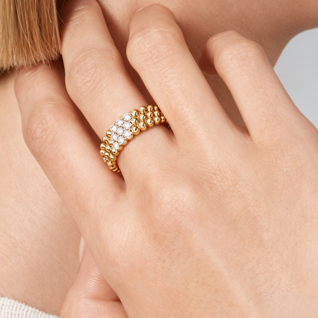[⭐Novea] THREE-ROW DIAMOND RING