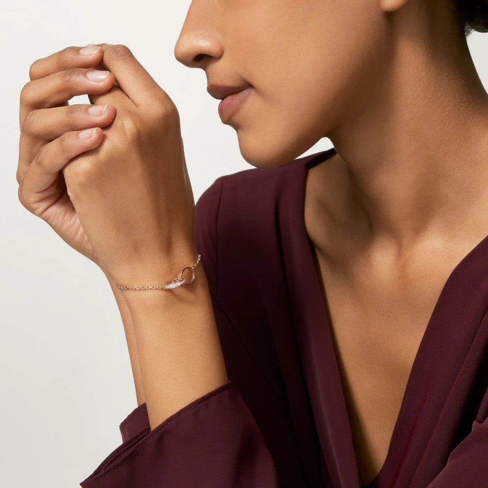 [⭐Novea]LOVE DOUBLE RING HALF DIAMOND BRACELET
