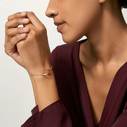 [⭐Novea]LOVE DOUBLE RING HALF DIAMOND BRACELET