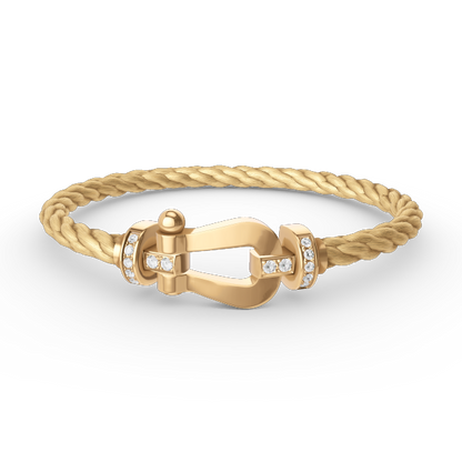 [⭐Novea]FORCE LARGE HORSESHOE HALF DIAMOND BRACELET GOLD