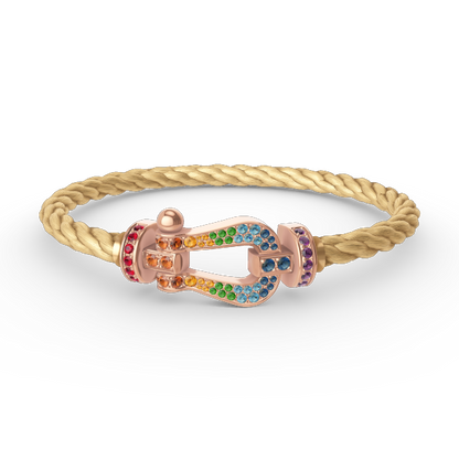 [⭐Novea]FORCE LARGE HORSESHOE  COLORED DIAMOND BRACELET ROSE GOLD