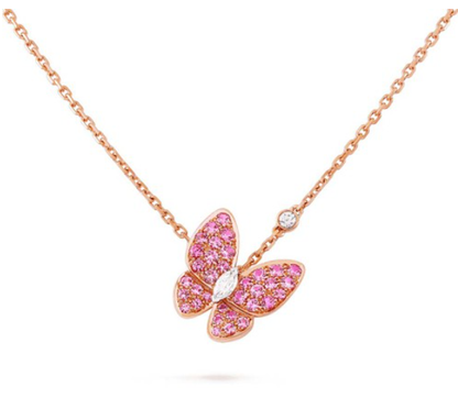 [⭐Novea]BUTTERFLY RED DIAMOND ROSE GOLD NECKLACE