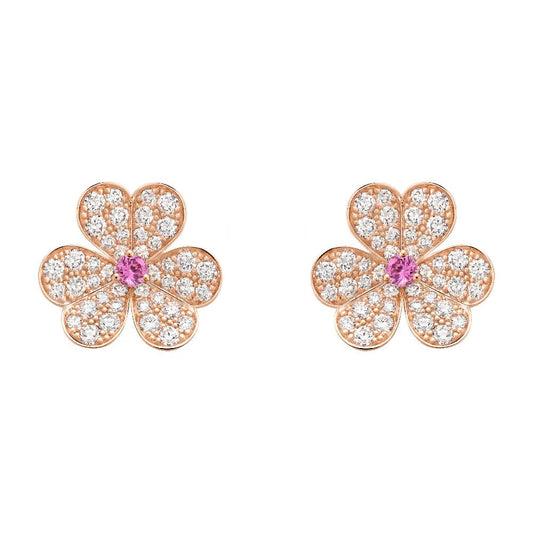 [⭐Novea]FRIVOLE PINK GOLD FLOWER DIAMOND EARRINGS