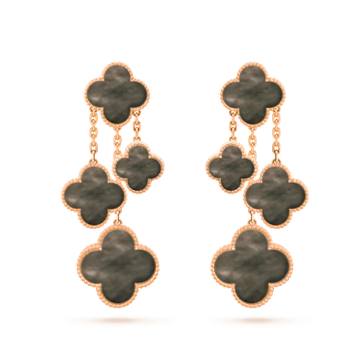 [⭐Novea]CLOVER EARRINGS DARK MOP 4 MOTIFS ROSE GOLD