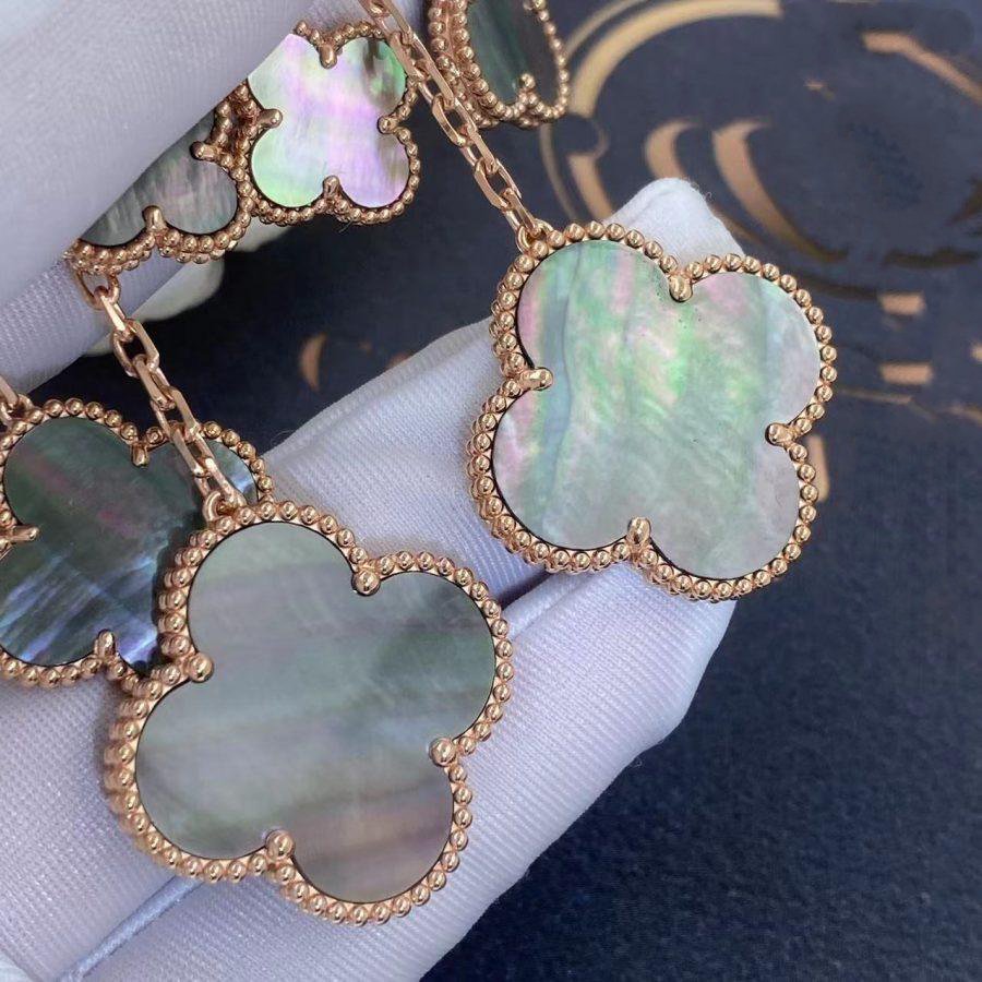 [⭐Novea]CLOVER EARRINGS DARK MOP 4 MOTIFS ROSE GOLD