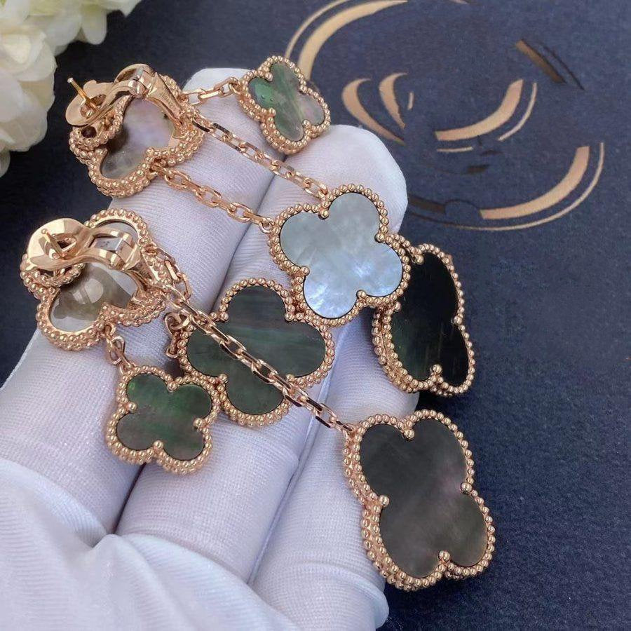 [⭐Novea]CLOVER EARRINGS DARK MOP 4 MOTIFS ROSE GOLD