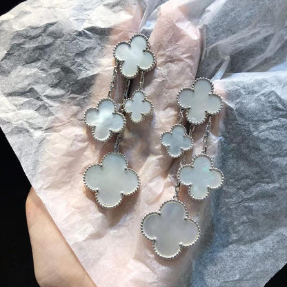 [⭐Novea]CLOVER EARRINGS WHITE MOP 4 MOTIFS SILVER