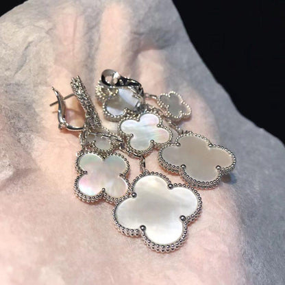 [⭐Novea]CLOVER EARRINGS WHITE MOP 4 MOTIFS SILVER