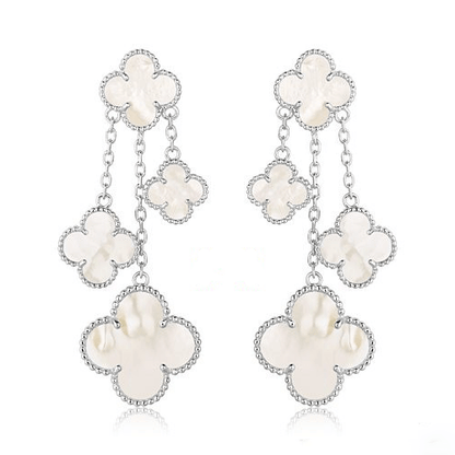 [⭐Novea]CLOVER EARRINGS WHITE MOP 4 MOTIFS SILVER