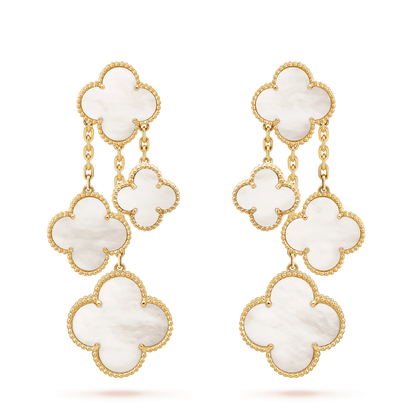 [⭐Novea]CLOVER EARRINGS WHITE MOP 4 MOTIFS GOLD
