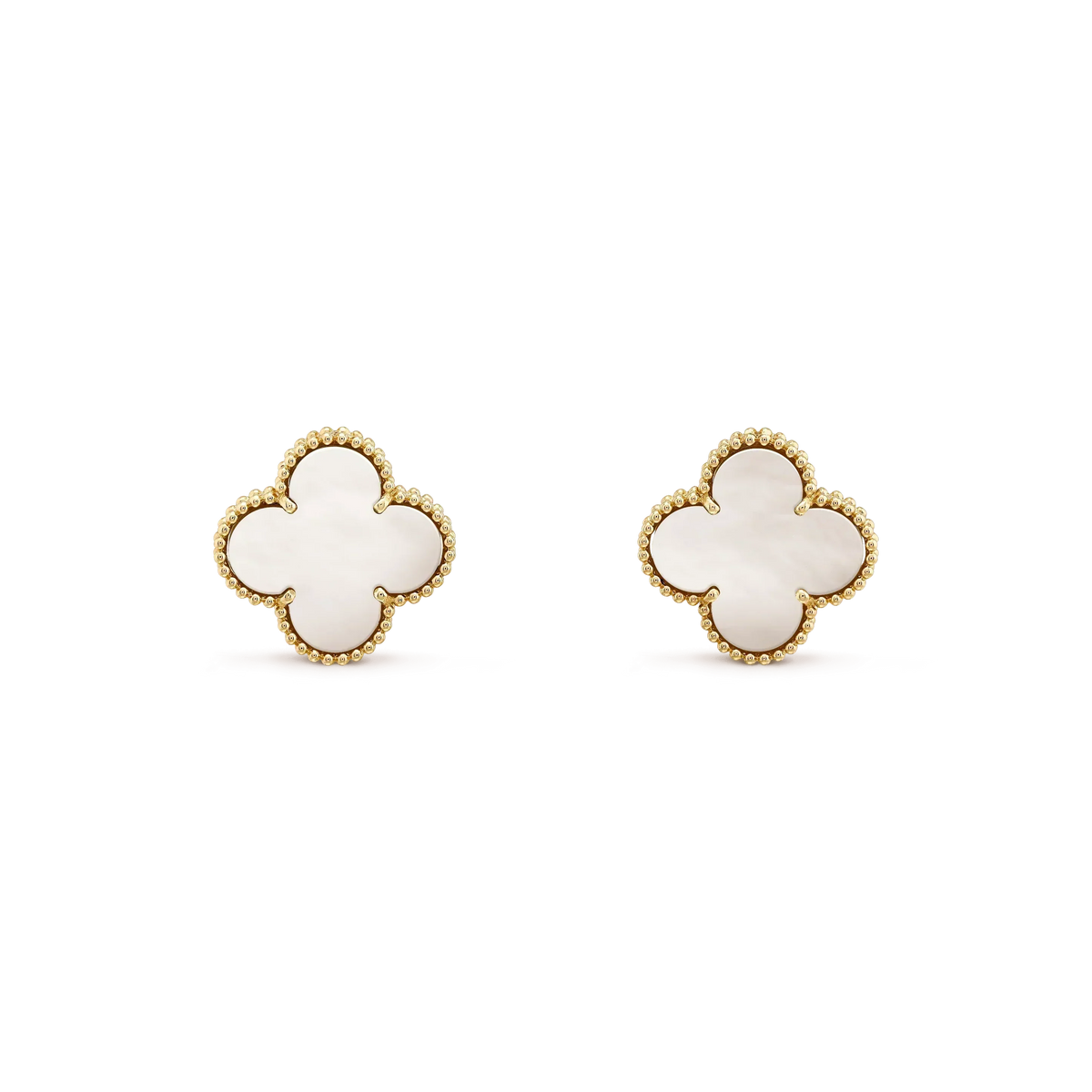 [⭐Novea]CLOVER MEDIUM 1 MOTIFS  WHITE MOP STUD EARRINGS