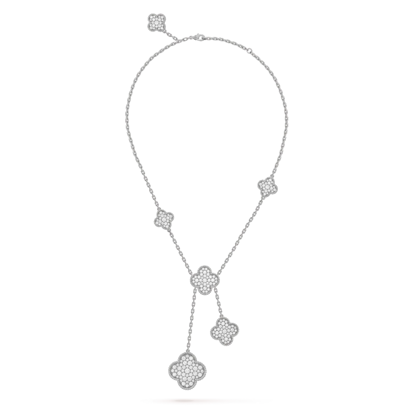 [⭐Novea]CLOVER 5 MOTIFS SILVER DIAMONDS NECKLACE