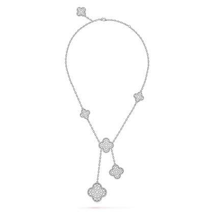 [⭐Novea]CLOVER 5 MOTIFS SILVER DIAMONDS NECKLACE