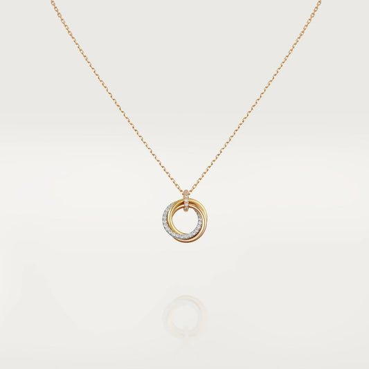 [⭐Novea]TRINITY NECKLACE SILVER GOLD PINK GOLD DIAMONDS