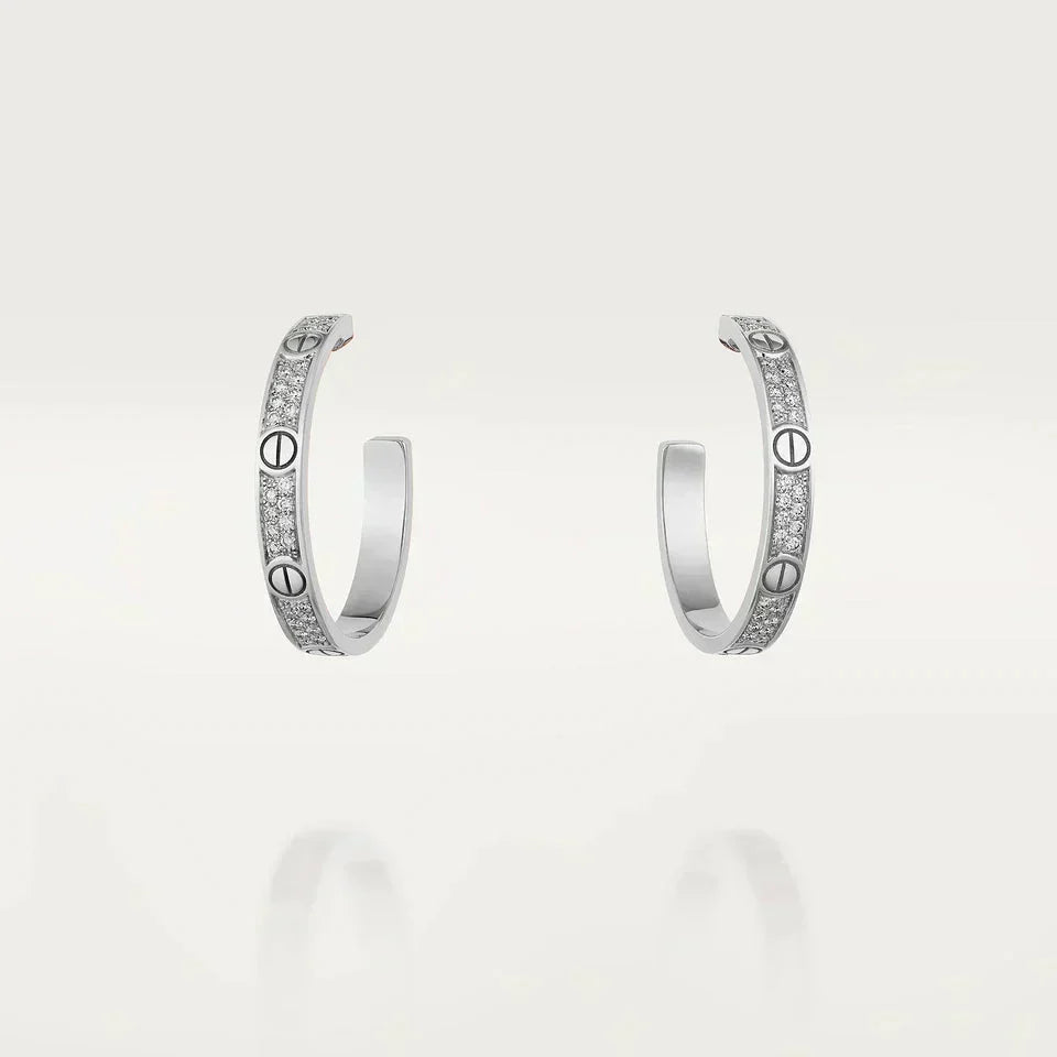 [⭐Novea]LOVE DIAMOND SILVER HOOP EARRINGS