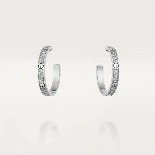 [⭐Novea]LOVE DIAMOND SILVER HOOP EARRINGS