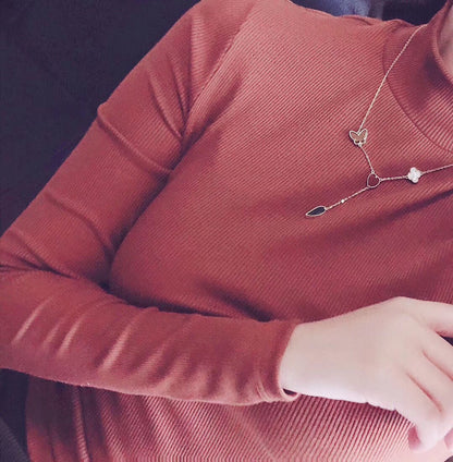 [⭐Novea]LUCKY SPRING 4 MOTIFS ROSE GOLD NECKLACE