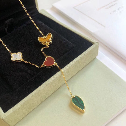 [⭐Novea]LUCKY SPRING 4 MOTIFS ROSE GOLD NECKLACE