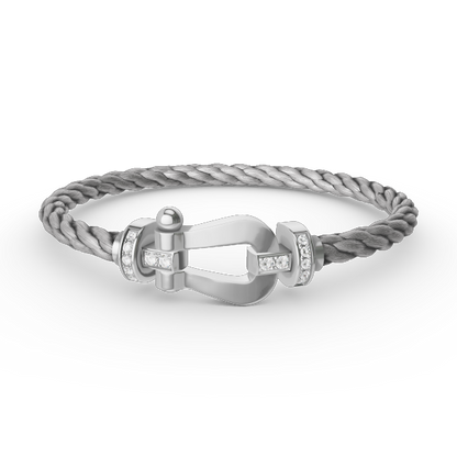 [⭐Novea]FORCE LARGE HORSESHOE HALF DIAMOND BRACELET SILVER