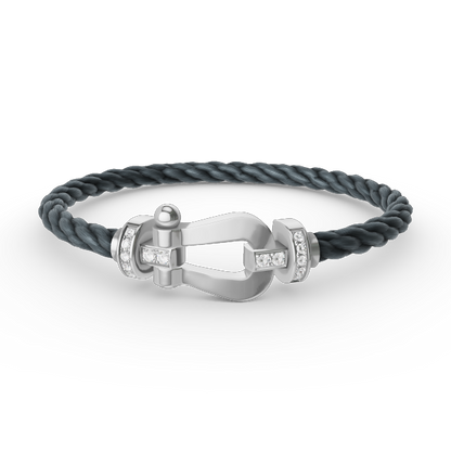 [⭐Novea]FORCE LARGE HORSESHOE HALF DIAMOND BRACELET SILVER
