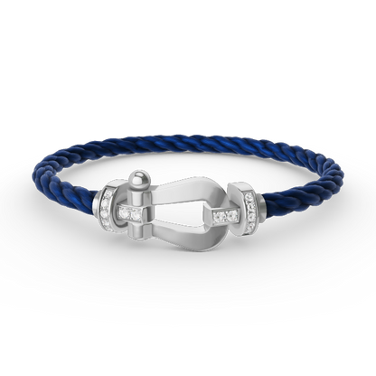 [⭐Novea]FORCE LARGE HORSESHOE HALF DIAMOND BRACELET SILVER