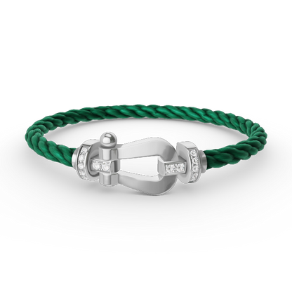 [⭐Novea]FORCE LARGE HORSESHOE HALF DIAMOND BRACELET SILVER