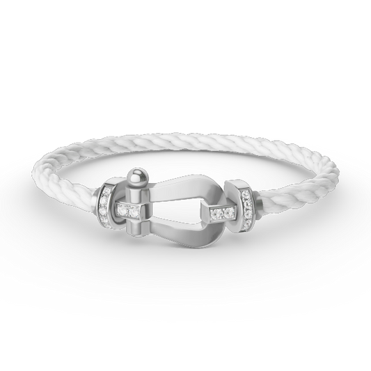 [⭐Novea]FORCE LARGE HORSESHOE HALF DIAMOND BRACELET SILVER