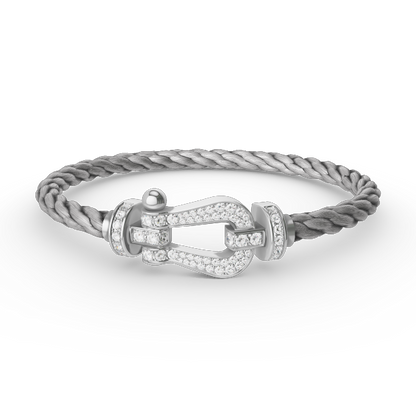 [⭐Novea]FORCE LARGE HORSESHOE FULL DIAMOND BRACELET SILVER