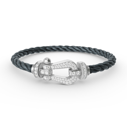 [⭐Novea]FORCE LARGE HORSESHOE FULL DIAMOND BRACELET SILVER