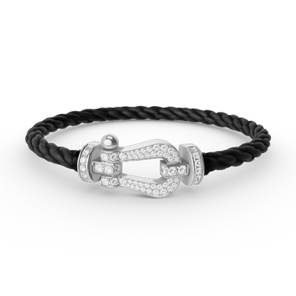 [⭐Novea]FORCE LARGE HORSESHOE FULL DIAMOND BRACELET SILVER